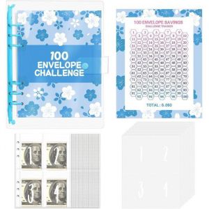 Classeur Budget A5 Classeur &agrave; anneaux Carnet Budget Classeur de 100 Enveloppes Enveloppe Budget Couverture Couleur:Bleu CLASSEUR