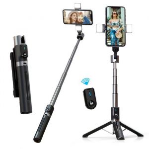 Perche Selfie avec LumièreZamus Perché à Selfie Trépied Smartphone Bâton Selfie Extensible Télescopique pour
