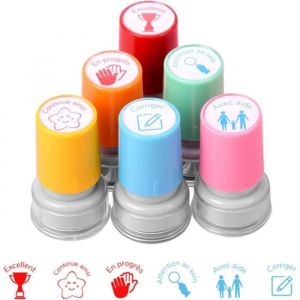 Tampons Enseignants - 6PCS Tampon Auto Encreur Enfant - Boîte Tampons Encreurs Enseignants pour Cadeau Professeur - Tampon Ecole