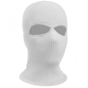 Couleur blanc Cagoule dhiver &agrave; 2 trous masque facial de cyclisme casquette compl&egrave;te tricot protection faciale pour moto &eacute;qui