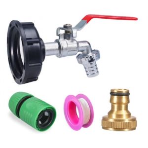 Robinet Cuve 1000L1/2 Raccord Cuve 1000 litresAdaptateur Réservoir deau IBC 1/2 Double Pluie Robinet Sortie Raccord Vanne