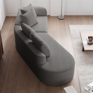 Canap&eacute; en chenille assise extra profonde et large gris clair FloraGrace