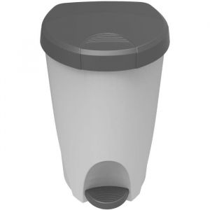 Poubelle 70 L Stepy EDA - A p&eacute;dale - Avec roulettes et patins antid&eacute;rapants - 41 x 51 x 63 cm - Gris - En plastique