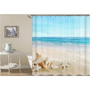 Rideau de douche en bord de mer rideau de douche en polyester rideau de douche en forme de vague de plage d&eacute;toile de mer d