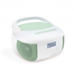 Lecteur CD Radio FM Portable Bluetooth - Poste Stéréo MP3 USB AUX-in Micro-SD Prise Casque Alimentation Secteur/Pile - Vert