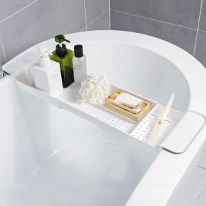 Étagère de baignoire extensible caddie de douche multifonctionnel plateau de rangement ajustable