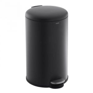 CASABEL Poubelle de Cuisine Ronde 30 L Compartiment unique Acier INOX Noir Rectangulaire &agrave; P&eacute;dales Anti Traces