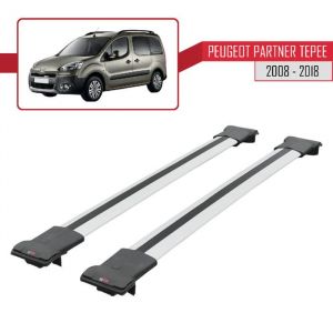 Pour Peugeot Partner Tepee 2008-2018 Barres de Toit FLY Mod&egrave;le Railing Porte-Bagages de voiture - Gris