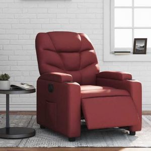 BEWI&reg;Fauteuil inclinable - Fauteuil R&eacute;glable/Fauteuil de relax - 1 personne - &eacute;lectrique Rouge bordeaux Similicuir &FR56352