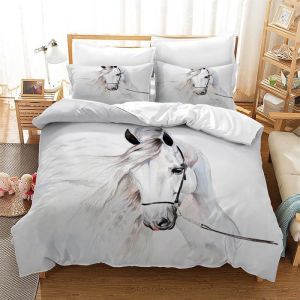 Housse de Couette 140x200cm ChevalParure de lit Cheval pour Enfants1 Housse de Couette Cheval + 2 Taies doreiller 50×75cm
