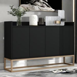 Buffet bahut buffet salon avec 4 portes meuble de rangement buffet bas commode moderne 120x30x80cm armoire de cuisine noir