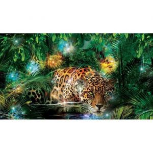 Papier Peint Intiss&eacute; Foret Jungle 416x254 cm Panoramique L&eacute;opard Chambre Salon Photo Non Tiss&eacute; Muraux Trompe loeil