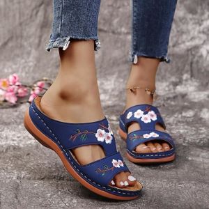 Sandales femme extérieur léger compensées décontractées sans lacet chaussures dété jiushengti™ - Bleu