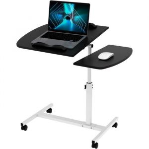Table Roulant de Lit Canapé pour Ordinateur Portable Hauteur Réglable - Bureau Table Informatique Table dappoint Noir