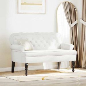 (ON SALE)Banc Chesterfield - Banquette de salon Blanc 119.5x64.5x75 cm Cuir synth&eacute;tique @FR9146252