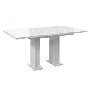 Table à manger extensible Ross - Blanc laqué 120-160 cm