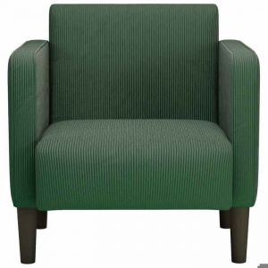 CLARENCE&reg; Fauteuil Simple - Chaise de canap&eacute; - style exceptionnel - accoudoirs vert fonc&eacute; 54 cm tissu velours c&ocirc;tel&eacute; LV5501