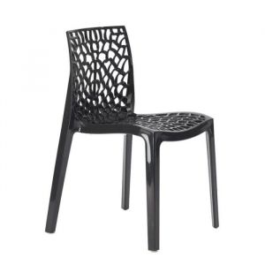 Chaise Polypropyl&egrave;ne Design Nid dAbeille de Jardin Bistrot Gruvyer Grand Soleil - Anthracite