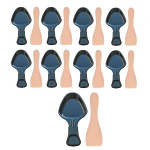 Lot de 9 coupelles à raclette et 9 pelles en bois pour Poêlon spatule raclette Raclette gril Wok AS306001 AS306003 TEFAL