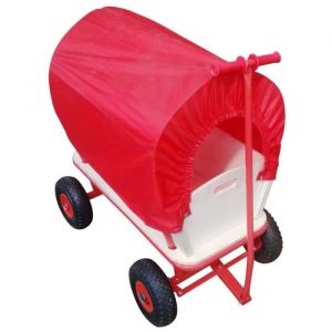 Chariot de transport en bois - VARAN - Wagon - Charge 150Kg - Roues gonflables - Bâche amovible