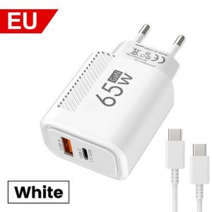 65W GaN USB Type C Chargeur Charge rapide USB Chargeur mural rapide pour iPhone 16 Xiaomi Samsung Huawei Type C PD adaptateur
