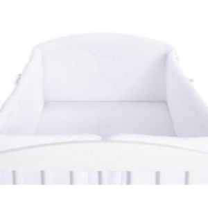 Tour de lit bébé complet - SWB - Blanc - 120x60 ou 140x70 - Coeurs en coton