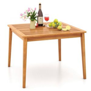 COSTWAY Table Carrée de Jardin 100 cm FSC en Bois dAcacia Trou pour Parasol 5 cm Table de Salle à Manger dExtérieur