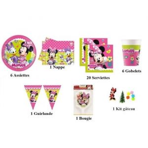 KIT / LOT DISNEY MINNIE DECORATION FETES ANNIVERSAIRE NAPPE ASSIETTES GUIRLANDE BOUGIE ++