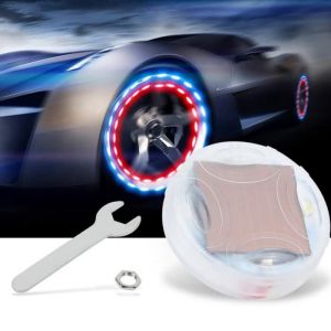 OMABETA lumière de valve 4pcs énergie solaire moto vélo roue de voiture pneu bouchon de valve LED lampe flash auto kit