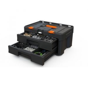 Rangement 2 tiroirs - WORX BY KETER - STACK N ROLL - 48 x 33 x 23 cm - Noir