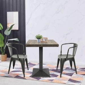 Table de Bar Table Bistro Noir Vintage Industriel 60x60x75cm - Carré - Style Vintage