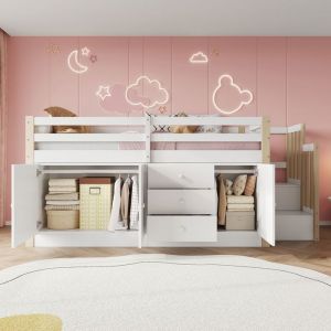 lit mezzanine enfant 90x200 gain despace s&eacute;curis&eacute; lit mezzanine escalier rangements int&eacute;gr&eacute;s &eacute;chelle s&eacute;curis&eacute;e sommier inclus