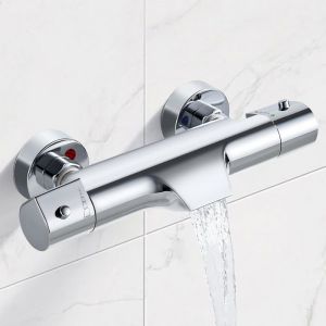Mitigeur Baignoire Thermostatique Mitigeur Bec Cascade Laiton Chrom&eacute; 2 Sorties
