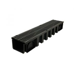 NICOLL Caniveau 200 Connecto CAN15BF + grille classe B125 - polypropyl&egrave;ne noir 1 m