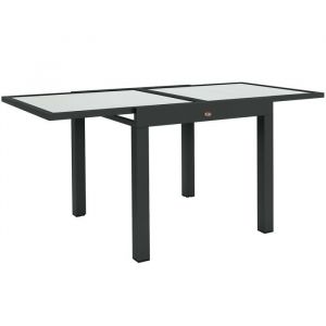 Table Extensible de Jardin Grande Taille dim. d&eacute;pli&eacute;es 160 x 80 x 75 cm Aluminium Plateau Verre tremp&eacute; transparent
