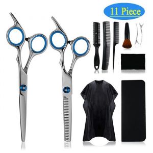 Ciseaux de Coiffure ANNEFLY 11pcs Coupe De Cheveux Desepaissir effiler les cheveux Sculpteur Set Coiffure