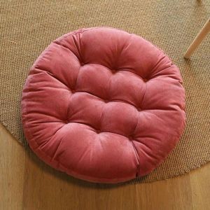Coussin de si&egrave;ge japonais Tatami en coton &eacute;pais 55cm*8cmtapis de sol rond &eacute;pais pouf futon coussin touffet&eacute; pour yogaRouge