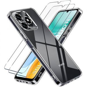 Coque pour Honor X5c Plus + 2 Verres tremp&eacute; - Etui Housse Transparent Vitre Protection Ecran Verre Tremp&eacute;