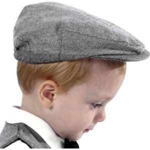 Chapeau Bébé Garçons Fille Casquette Rétro Chevrons Appartement Garniture Pilotes Vintage Gris Foncé