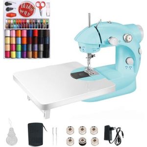 Machine &agrave; coudre mini machine &agrave; coudre pour d&eacute;butant machine &agrave; coudre portable avec table dextension machine double vitesse