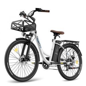 FAFREES F26 Lasting - V&eacute;lo &eacute;lectrique 26 250W - Batterie Amovible 20.3Ah/36V - V&eacute;lo de Ville - Shimano 7 Autonomie 200 km Blanc