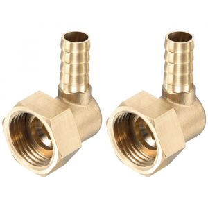 Raccord cannel&eacute; SOURCING MAP Laiton Coude 10mm x G1/2 Connecteur Tuyau Femelle &eacute;crou Pivotant pour Eau Carburant Air 2pcs