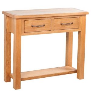 SALE 2026 Table &agrave; caf&eacute; Brun - Table console avec 2 tiroirs 83x30x73cm - bois de ch&ecirc;ne massif PRO608738115