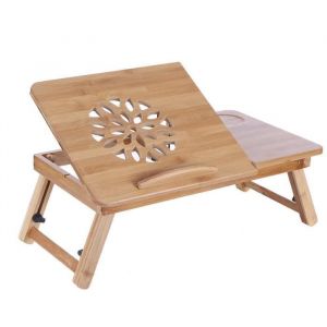Akozon support dordinateur portable r&eacute;glable Plateau de support de table r&eacute;glable pour ordinateur portable avec lit en bambou