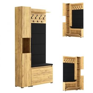 Porte-Manteau avec Armoire à Chaussures LOVA - Meuble d’Entrée avec Banc - 8 Compartiments - 200x80x30 cm - Craft dor