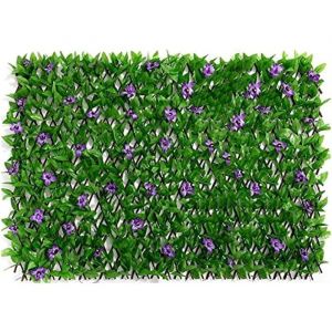 Panneaux de haie artificielle treillis cl&ocirc;ture de treillis extensible avec feuilles et fleurs toile de fond de plante