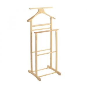 Valet de nuit double valet de chambre en bois massif h&eacute;v&eacute;a coloris naturel - longueur 47 x profondeur 36 x hauteur 102 cm