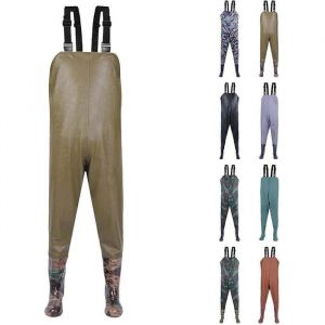 Salopette imperm&eacute;able pour homme - Combinaison de p&ecirc;che - Pantalon une pi&egrave;ce avec cuissardes - Bottes de poisson respirantes - Noir