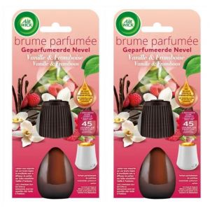 Lot de 2 Recharges Diffuseur désodorisant d’Huiles Essentielles Brume Parfumée Vanille et Framboise - 20 ml