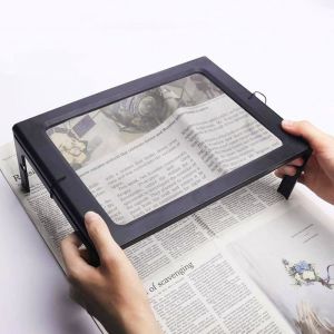 Loupe de Lecture Loupe Pleine Page A4 Rectangulaire Loupe Grossissante Loupe de Lecture avec 12 Lumineuse LED 2.5x Loupe de